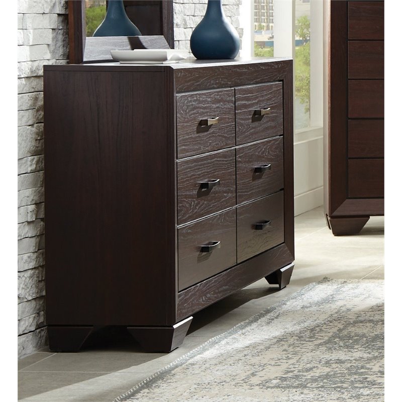 Coaster Fenbrook 2PC Set with Dresser and King Panel Bed in Dark Cocoa