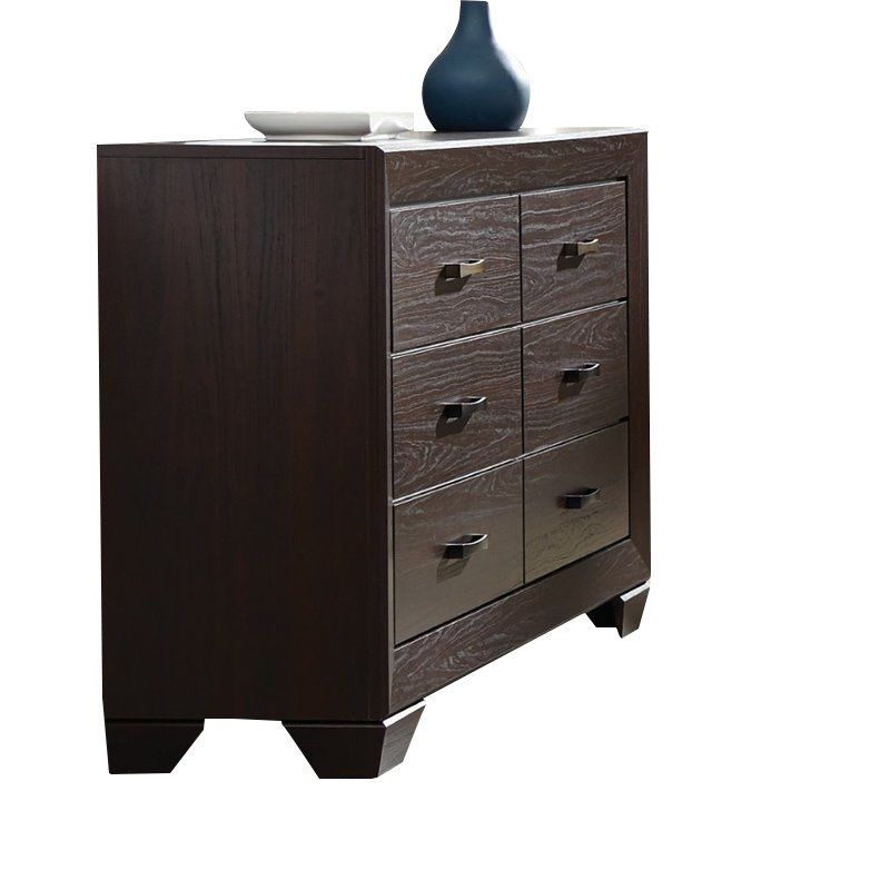 Coaster Fenbrook 2PC Set with Dresser and King Panel Bed in Dark Cocoa