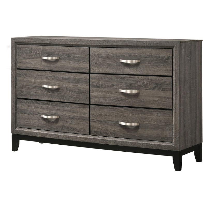 Coaster Watson 6-Drawer Transitional Wood Dresser Cabinet in Gray Oak
