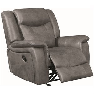 Conrad Upholstered Padded Arm Glider Recliner Grey