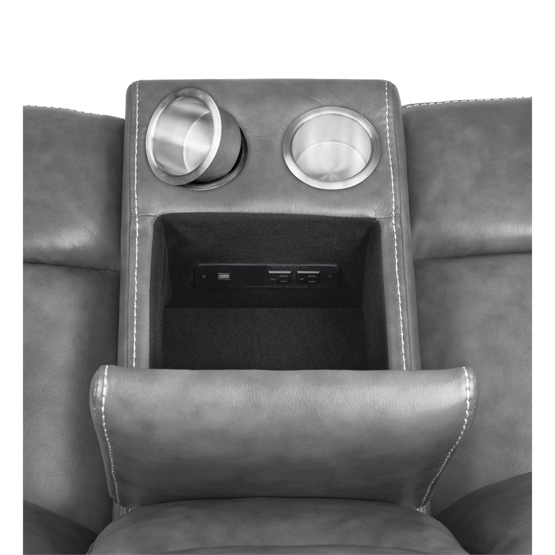 Conrad Upholstered Padded Arm Glider Loveseat Grey