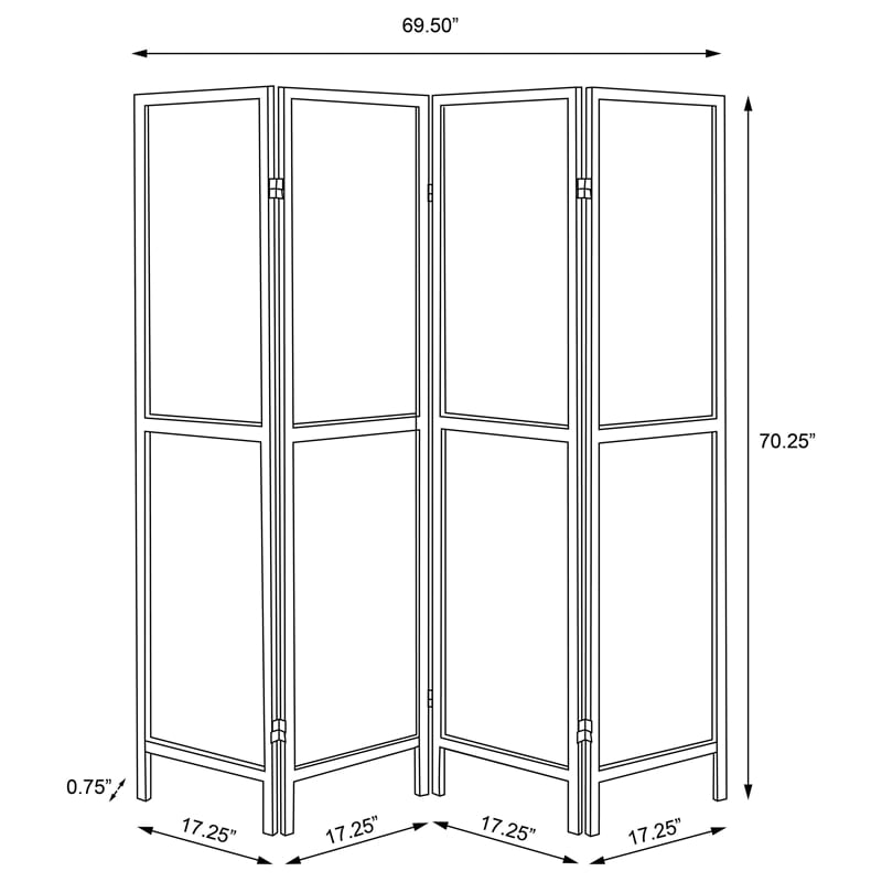 Deepika 4-Panel Room Divider Folding Screen Rustic Nutmeg