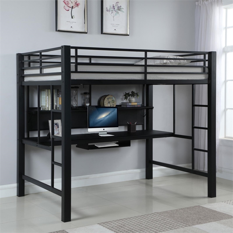 Coaster Avalon Full Workstation Loft Bed in Black Finish