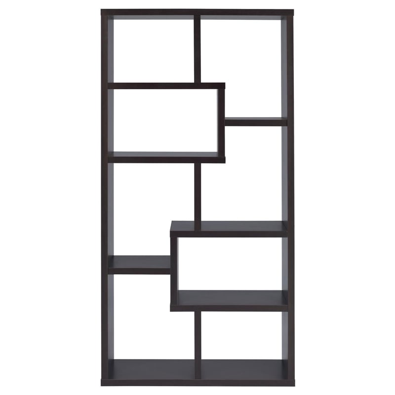 Theo 71-inch 6-shelf Wood Bookshelf Cappuccino