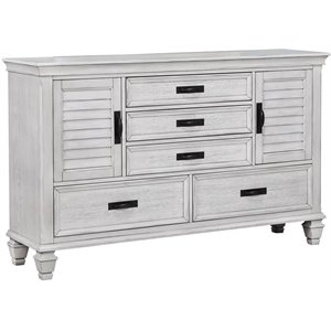 Franco 5-drawer Dresser Distressed White