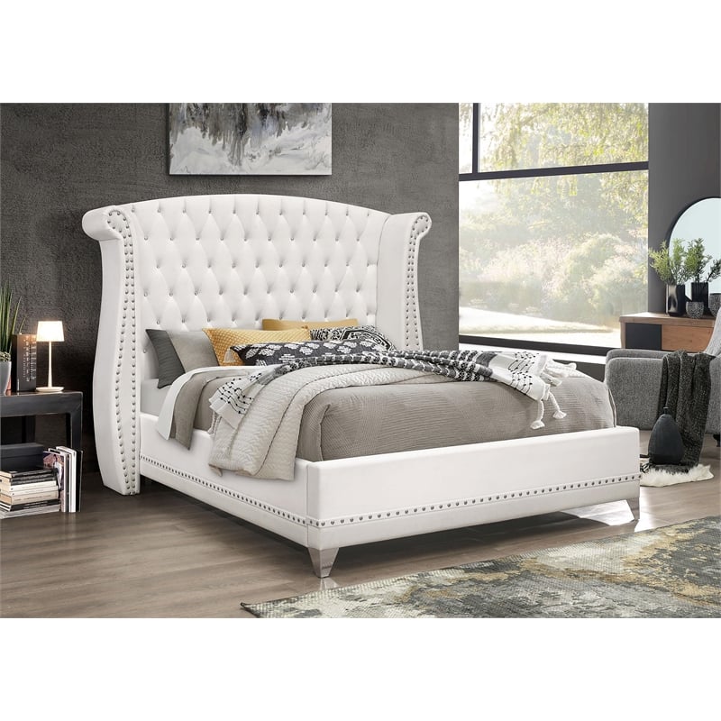 Barzini Upholstered California King Wingback Bed White