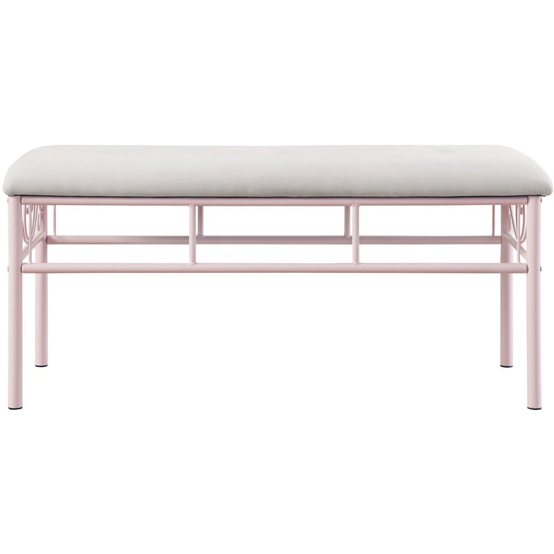 Coaster Massi Traditional Fabric Tufted Upholstered Bench in White
