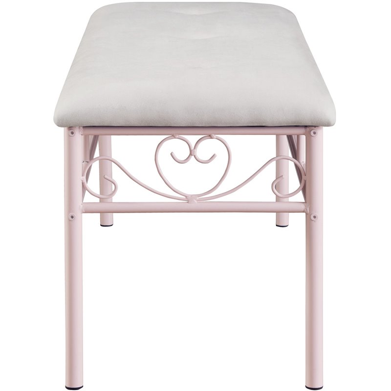 Coaster Massi Traditional Fabric Tufted Upholstered Bench in White