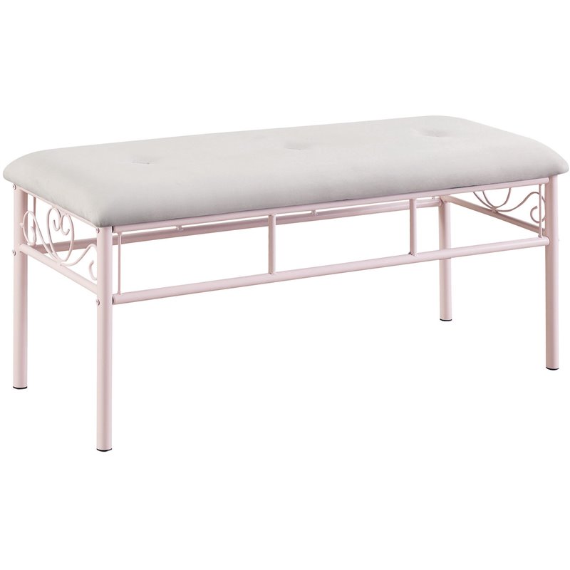 Coaster Massi Traditional Fabric Tufted Upholstered Bench in White