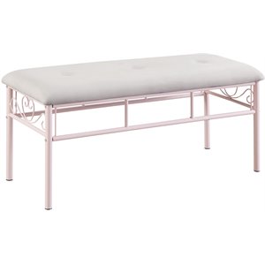 Coaster Massi Traditional Fabric Tufted Upholstered Bench in White