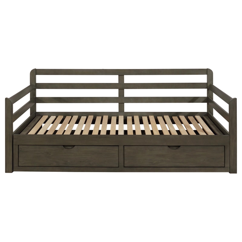 Sorrento 2-drawer Twin XL Daybed with Extension Trundle Grey