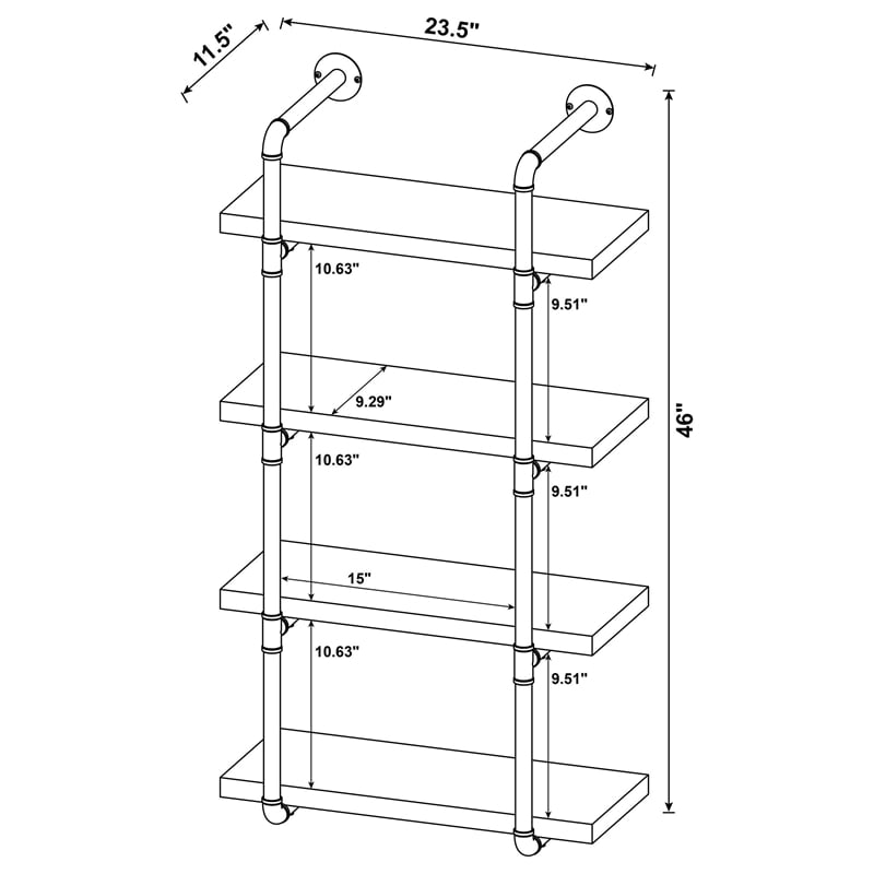 Elmcrest 24-inch 4-shelf Wall Bookshelf Rustic Oak