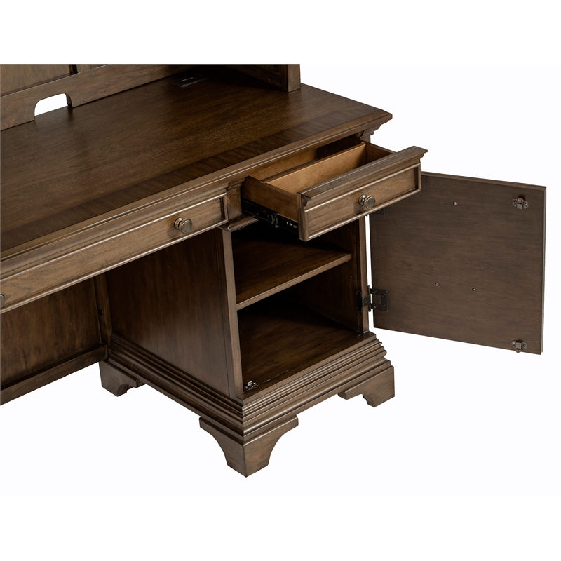 Hartshill 66-inch 5-drawer Credenza Office Desk Burnish Oak