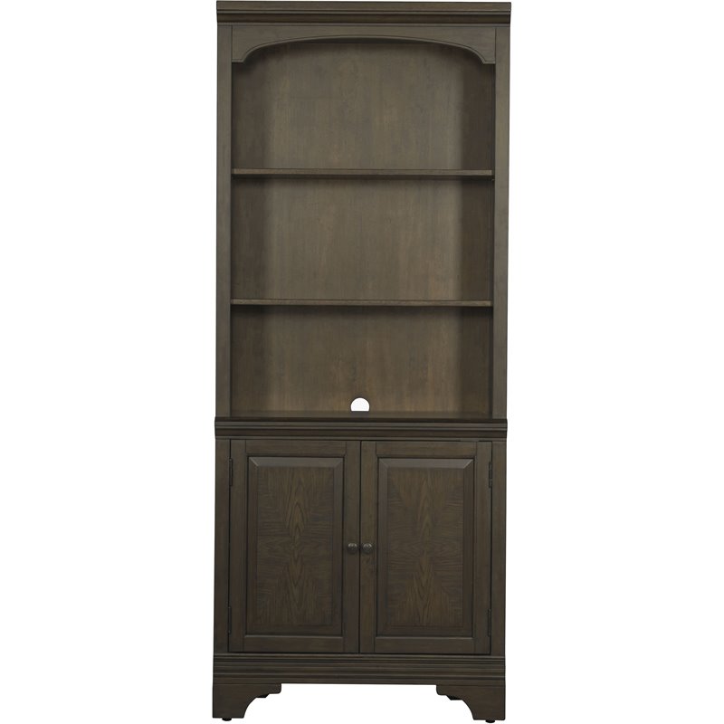 Hartshill 78-inch 3-shelf Cabinet Bookcase Burnished Oak