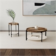 Adhvik Round End Side Table Marble Shelf Natural and Black