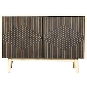 Ixora 2-door Wood Accent Cabinet White Washed and Black