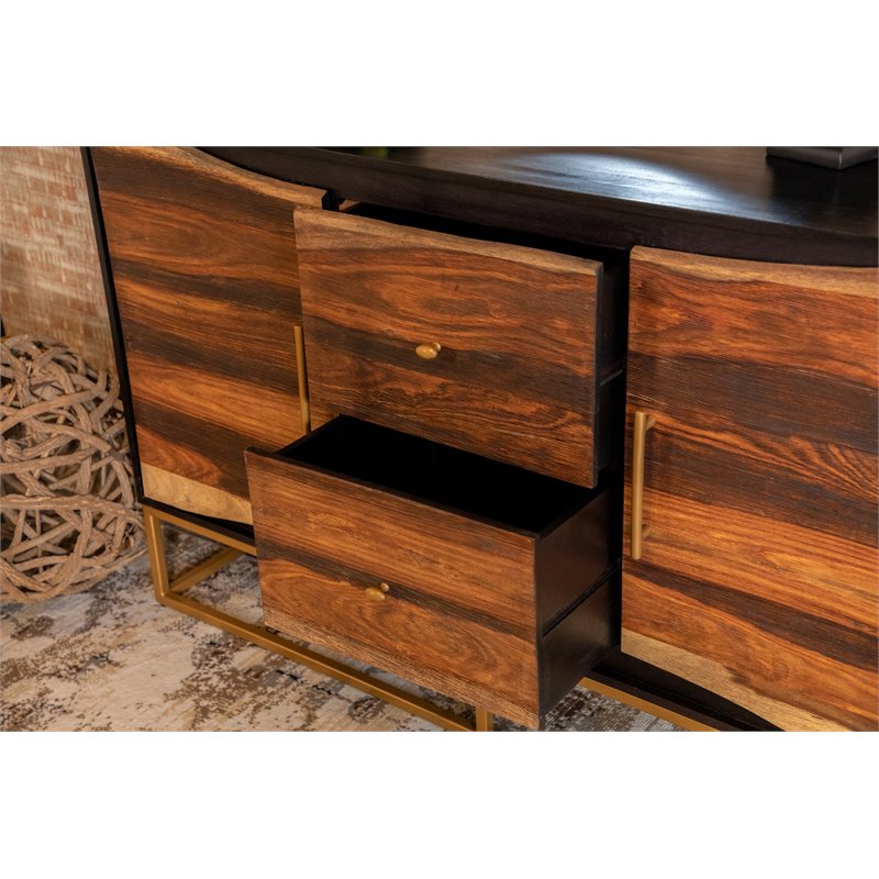 Zara 2-door 57-inch Wood Accent Storage Cabinet Black Walnut