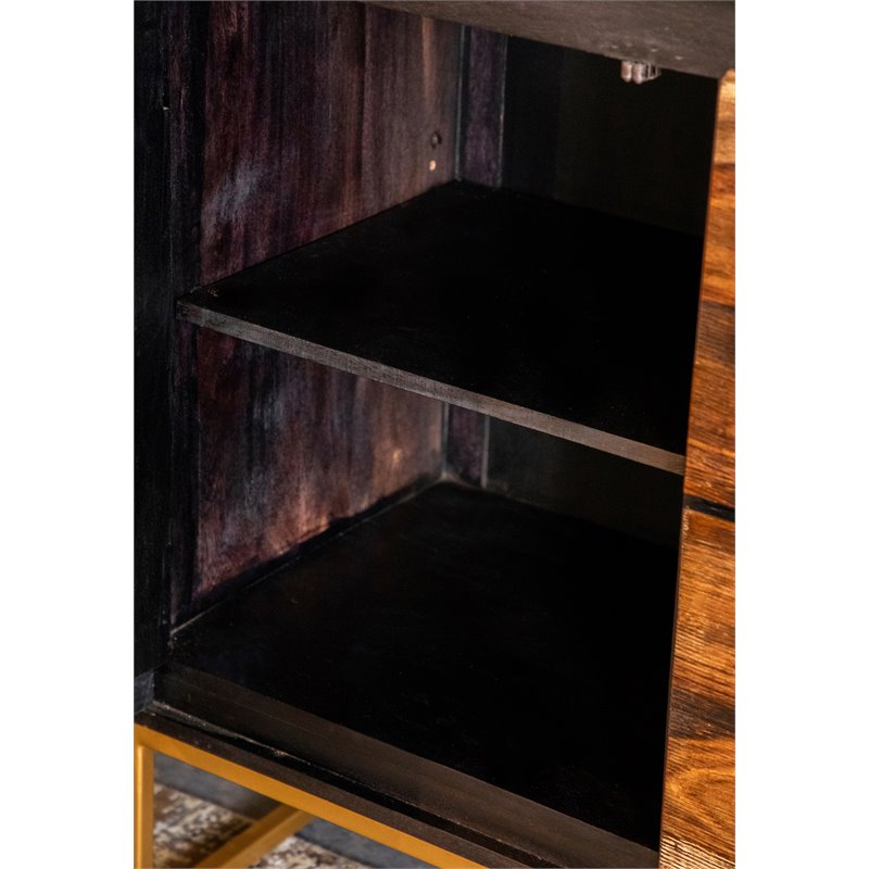 Zara 2-door 57-inch Wood Accent Storage Cabinet Black Walnut