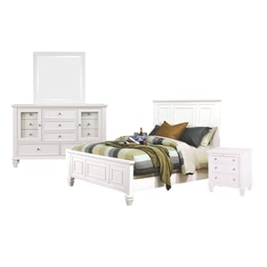 Sandy Beach 4-piece Queen Bedroom Set Cream White