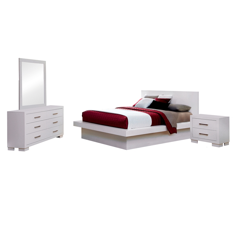 Jessica 4-piece Queen LED Bedroom Set Snow White