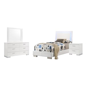 Felicity 4-piece Twin Bedroom Set White High Gloss