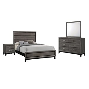 Coaster Watson 4-Piece 56&quot Wood Full Bedroom Set in Gray Oak