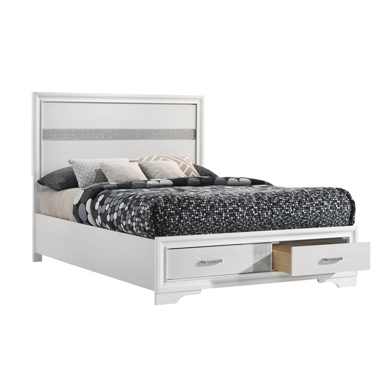 Miranda 51-inch Wood Full Storage Panel Bed White