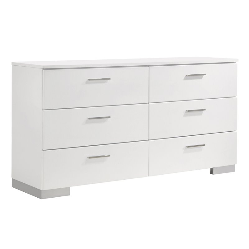 Felicity 6-piece Eastern King Bedroom Set White High Gloss