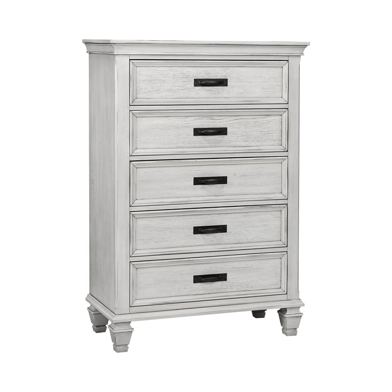 Franco 5-piece Queen Bedroom Set Distressed White