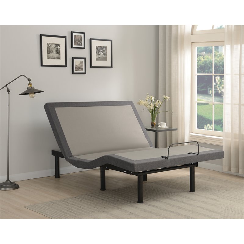 Negan Twin Extra Long Adjustable Bed Base Grey and Black