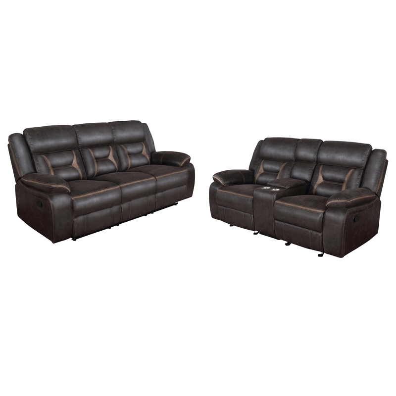 Greer 2-piece Upholstered Reclining Sofa Set Brown