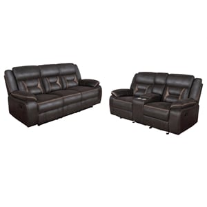 Greer 2-piece Upholstered Reclining Sofa Set Brown