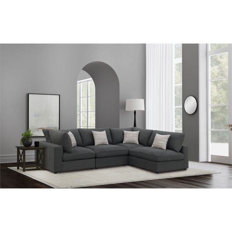 Serene 4-piece Upholstered Modular Sectional Sofa Charcoal