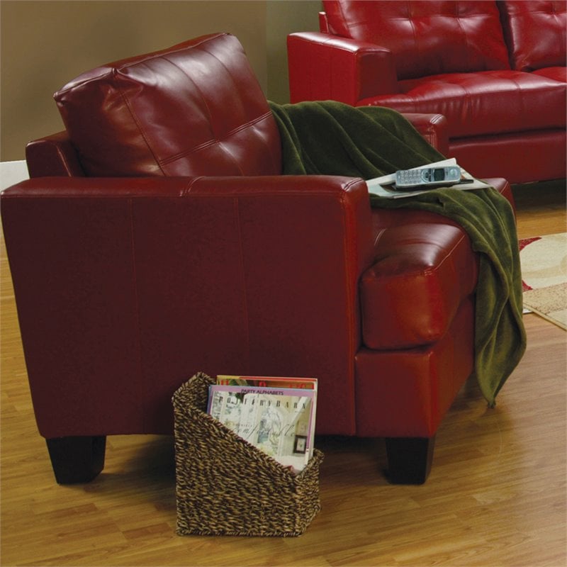 Vignettes Coaster Samuel Tufted Leather Club Chair In Red
