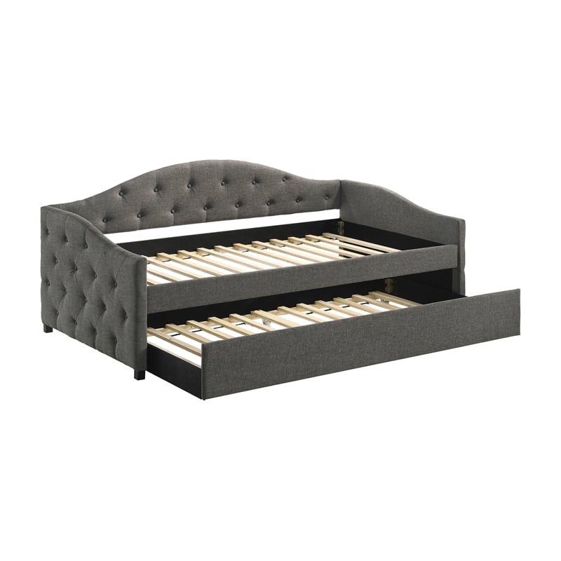Sadie Upholstered Twin Daybed with Trundle Grey