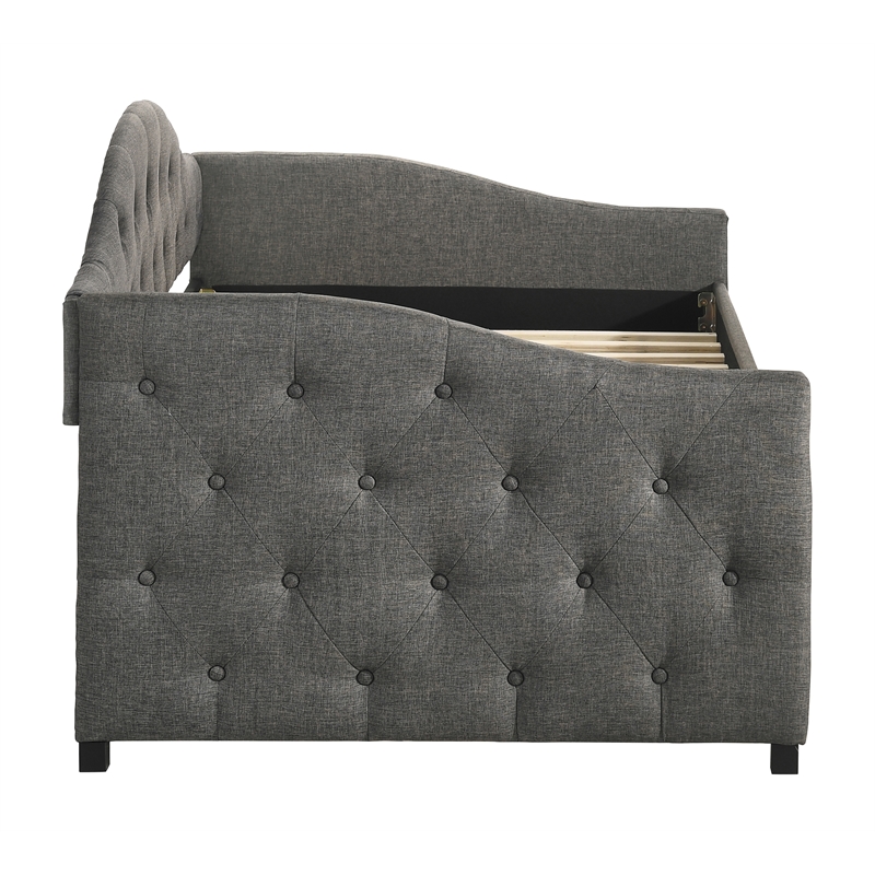 Sadie Upholstered Twin Daybed with Trundle Grey