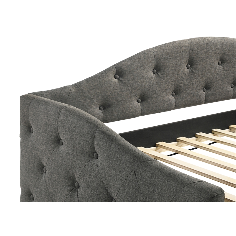 Sadie Upholstered Twin Daybed with Trundle Grey