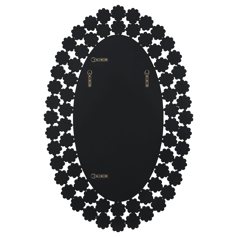 Colleen 31 x 47 Inch Oval Wall Mirror Crystal Flowers Silver