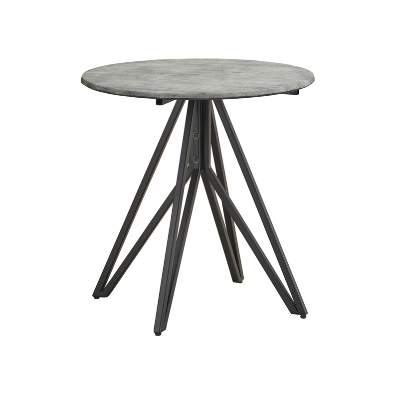 Hadi Round SmartTop Side End Table Cement and Gunmetal