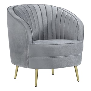 Sophia Upholstered Channel Tufted Barrel Accent Chair Grey