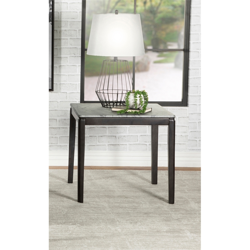 Mozzi Square Faux Marble Side End Table Grey and Black