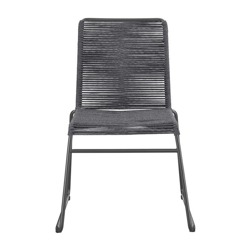 Coaster Jerome Woven Rope Stackable Side Chair in Charcoal