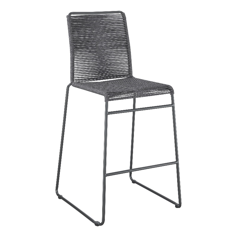 Jerome Woven Rope Metal Bar Chair Charcoal