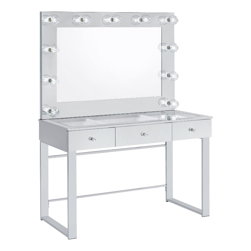Umbridge 3-drawer Vanity Set with Lighting Chrome and White