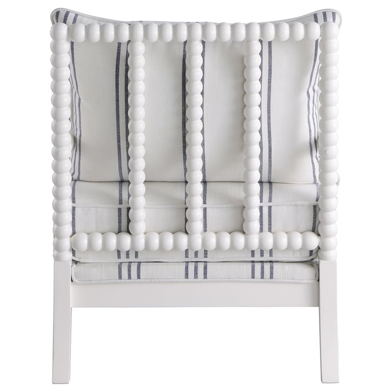 Blanchett Upholstered Bobbin Accent Chair Turned Wood Frame White and Navy