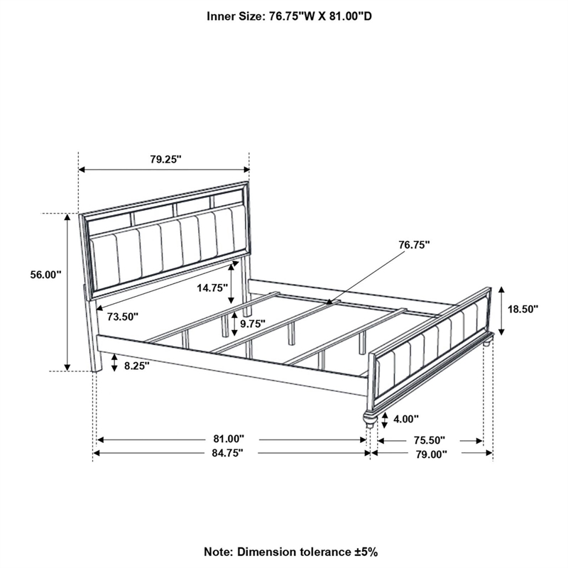 Barzini Wood Eastern King Panel Bed White