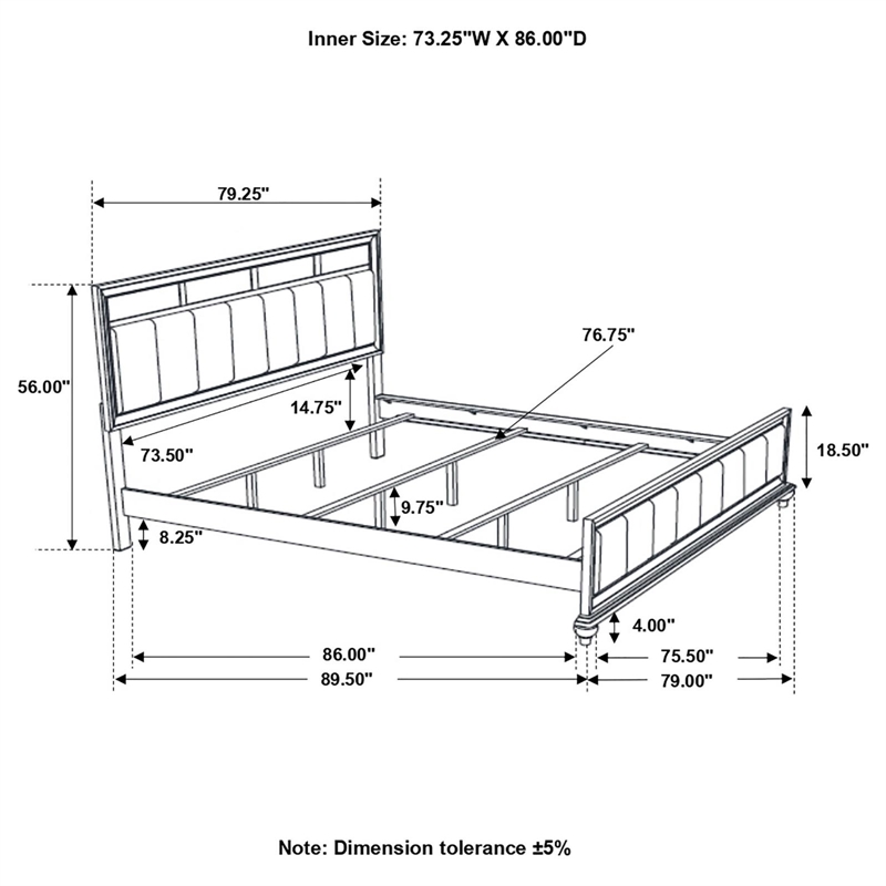 Barzini Wood California King Panel Bed White