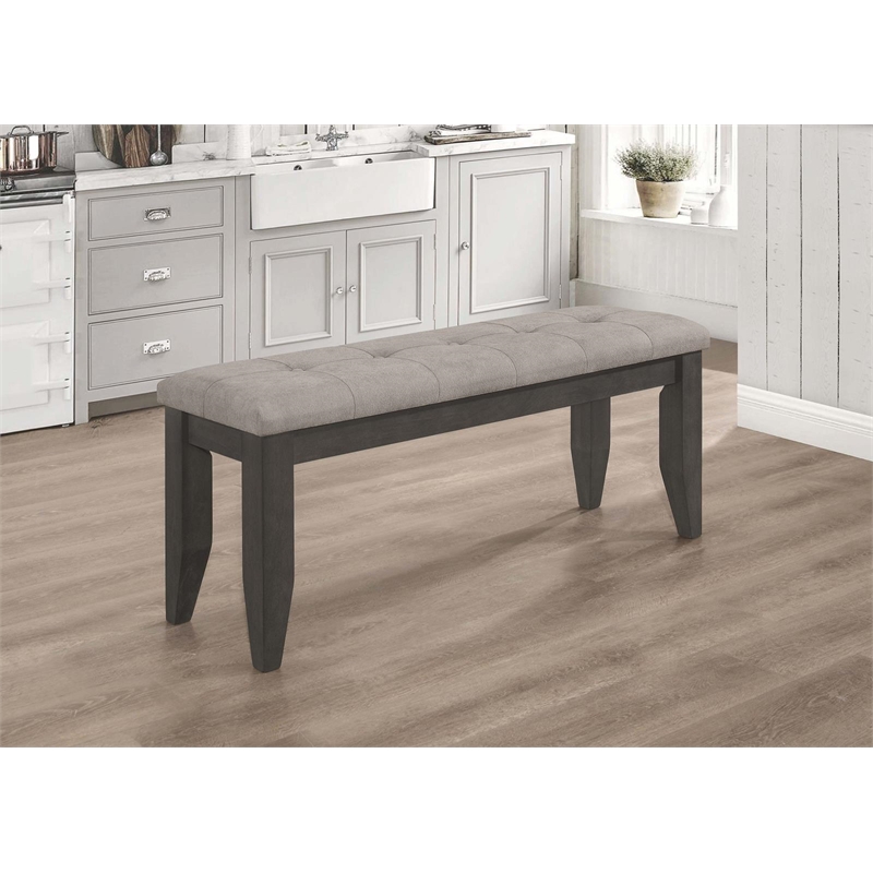 Dalila Fabric Upholstered Wood Dining Bench Dark Grey