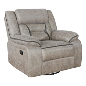 Greer Upholstered Swivel Glider Recliner Chair Taupe