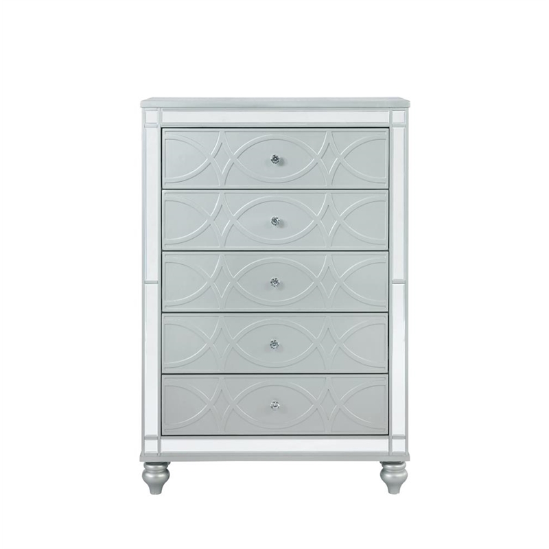 Gunnison 5-drawer Bedroom Chest Silver Metallic